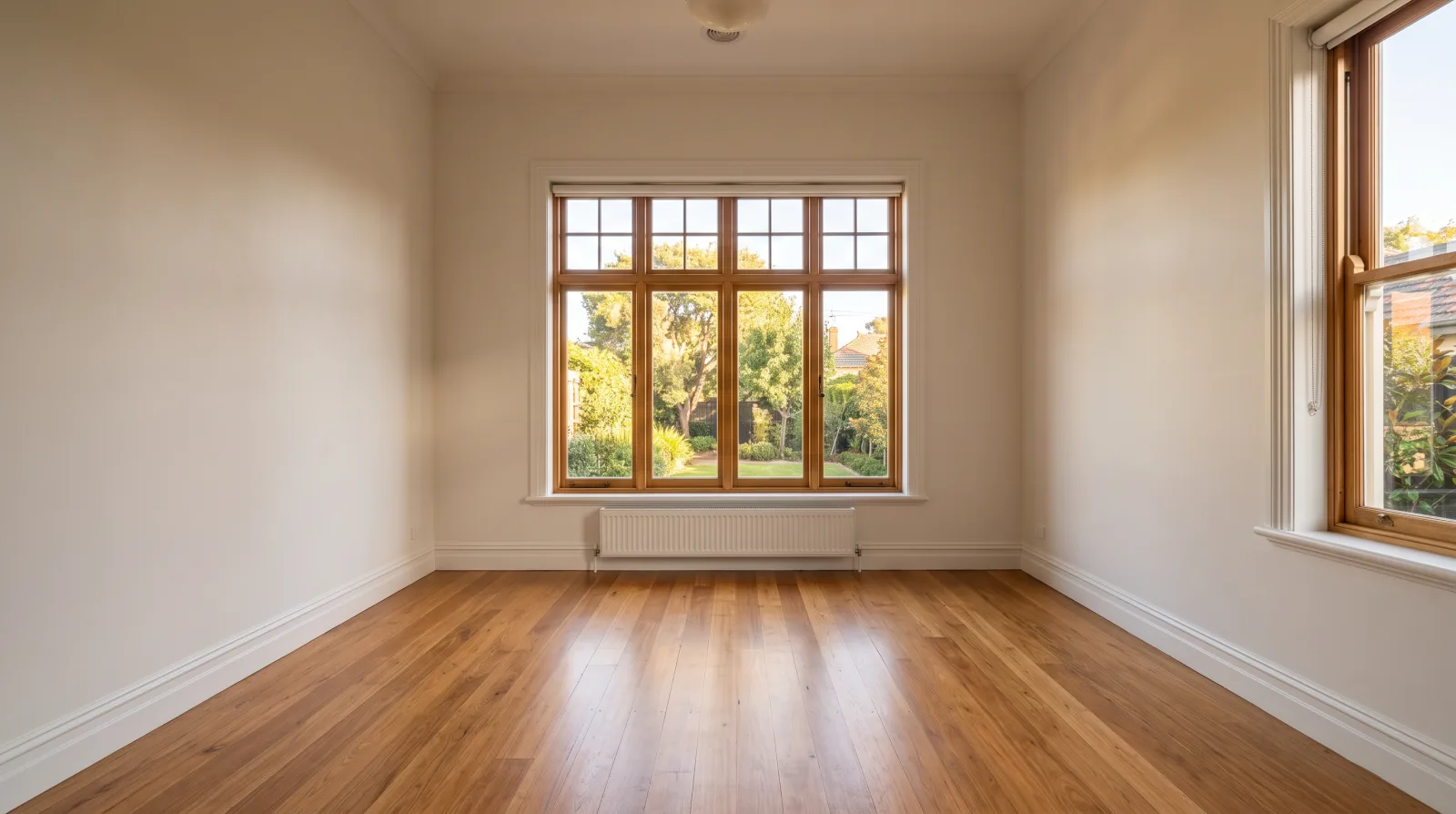 An empty, bright room representing a simple decision-making space for weighing estate sale options