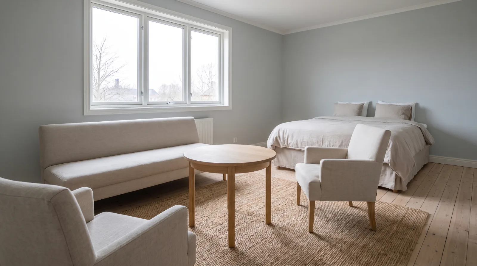 An empty, tidy room prepared for a private estate valuation consultation